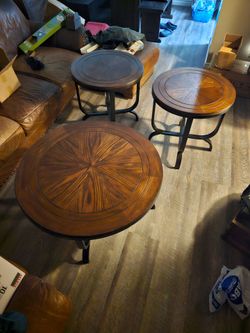 Wood coffee and side tables