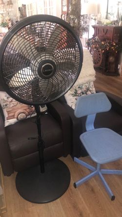 Lasko Pedestal Stand Fan and chair