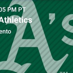 Two Tickets A's Giants Sat July 5th $270.00 Each Ticket