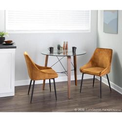 Diana Dining Chair in Golden Yellow Velvet and Black Metal (Set of 2)