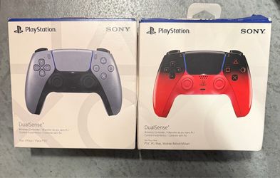 PS5 Sterling Silver/ Techno Red Dual Sense Wireless Controller Bundle