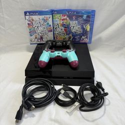 Sony PS4 CUH-1115A w/ 2 Controllers + Cables + Just Dance Party Pack - Tested