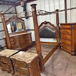 King Size Cherry Solid Wood Bedroom Set