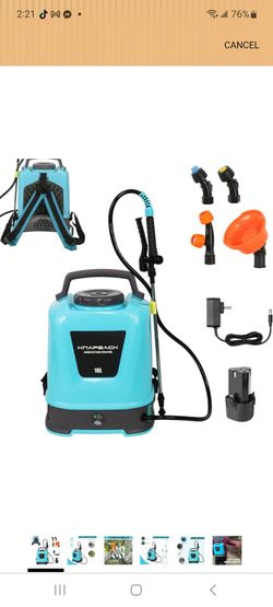 2.6Gallon/10L Backpack Sprayer, Electric Garden Sprayer with 4 Mist Nozzles Adjustable Shoulder Strap, Battery Powered Sprayer for Lawn and Garden Wat