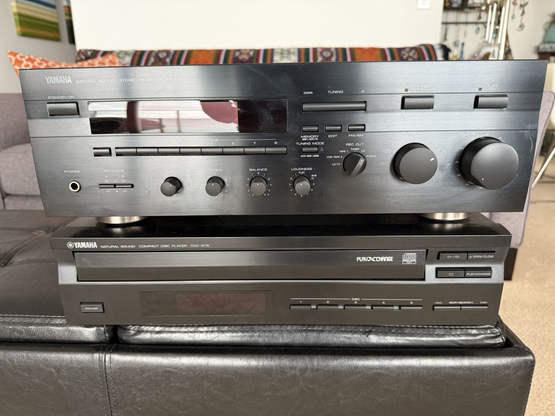 Yamaha Stereo Receiver and  Yamaha CD Changer and 2 Polk Speakers