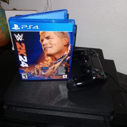 PS4 1tb Slim With 1 Remote An WWE 2k24