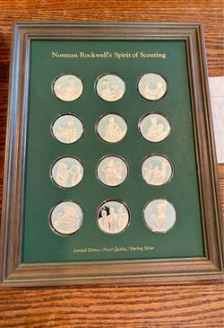 1972 Franklin Mint Norman Rockwell Spirit of Scouting Sterling Silver Proof Set
