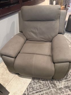 Taupe  Leather power Recliner Chair
