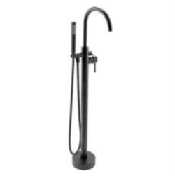 Akdy 1-Handle Freestanding Floor Mount Tub Faucet Bathtub Filler with Hand Shower in Matte Black