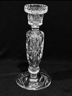 Vintage Czech Cut Crystal Perfume Bottle with Faceted Stopper 8”.Very Rare. Beautiful sparkling antique candlestick holder is in excellent condition,