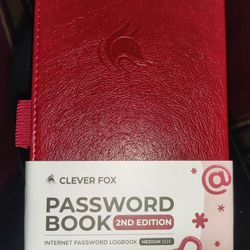 Clever Fox Password Book with alphabetical tabs. Internet Address Organizer Logbook. Medium Password Keeper for Website Logins (Wine Red)