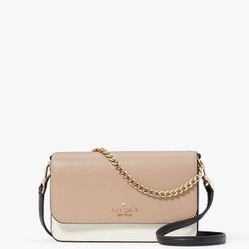 Kate Spade Madison Colorblock Flap Convertible Crossbody in Toasted Hazelnut New w/ tags