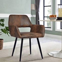 Contemporary/Modern Faux Leather Upholstered Dining Arm Chair (Metal Frame)