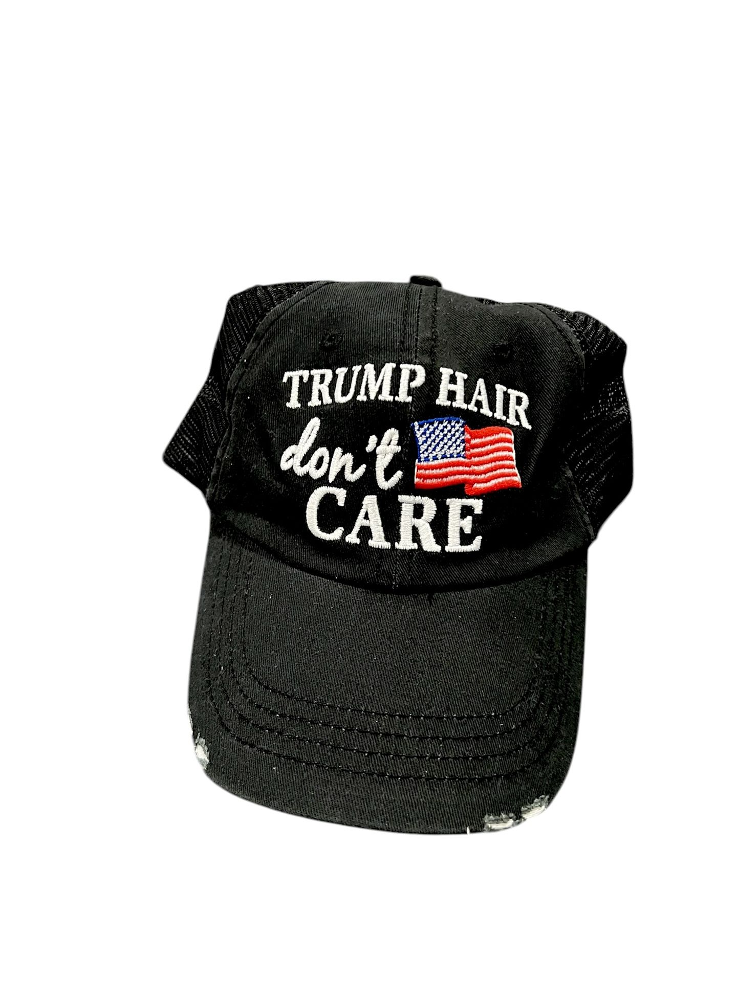 New Embroidered “Trump Hair Don’t Care” American Flag Trucker Baseball Cap Hat MAGA