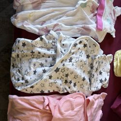 Newborn 4 Pcs Blanket Swaddle Nd Matching Hats 