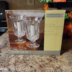 Brand New Set Of 2 Fine Lead Crystal Hurricane Candle Set. "CHECK OUT MY PAGE FOR MORE DEALS "