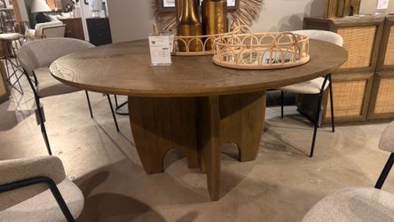 70814-AB - Sonomi Brown Solid Rubber Wood w/ Round Oak Tabletop Dining Table