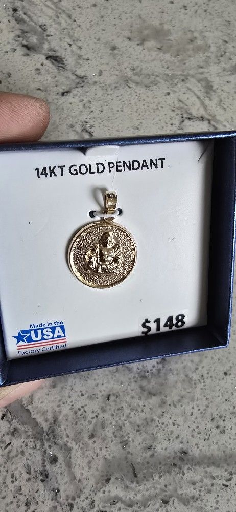 14k Gold Buddha Pendant