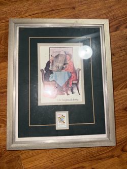 Norman Rockwell Framed picture art lot with stamps