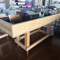 Wood Tables, Benches, Bins 