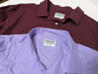 2-pack Mens Dress Shirts 2XL 18-18.5 34/35 Haggar Premium Cotton