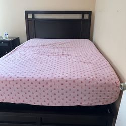 Queen Dark Brown Frame And Boxspring