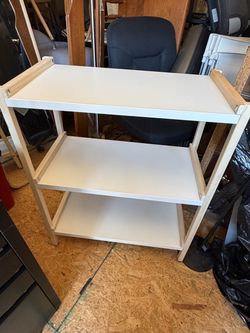 White 3-Tier Shelf Unit with Wood Frame