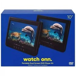Onn 10" Dual Screen Portable DVD Player Kit 