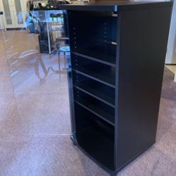 Vintage 1990s Home Theater Black Cabinet with Glass Door