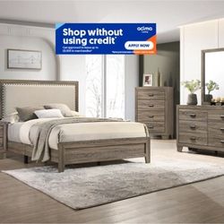 4pcs Queen Size Bedroom Set W Orthopedic Mattress Included 