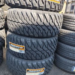 33x12.50/18 Arroyo 4 New Tires Installed And Balanced / 4 Llantas Instaladas Y Balanceadas 