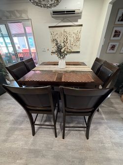 Counter Height Dining Table with 6 Chairs and bench