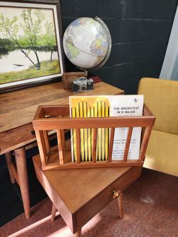 Father's Gift.  Vintage Teak Danish Modern Vinyl Magazine Rack