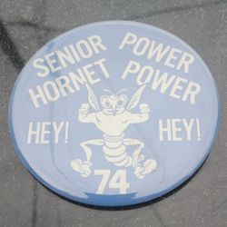 Vintage Chicago 1974 High School Senior Hornet 3.5inch Big Pin On Button 