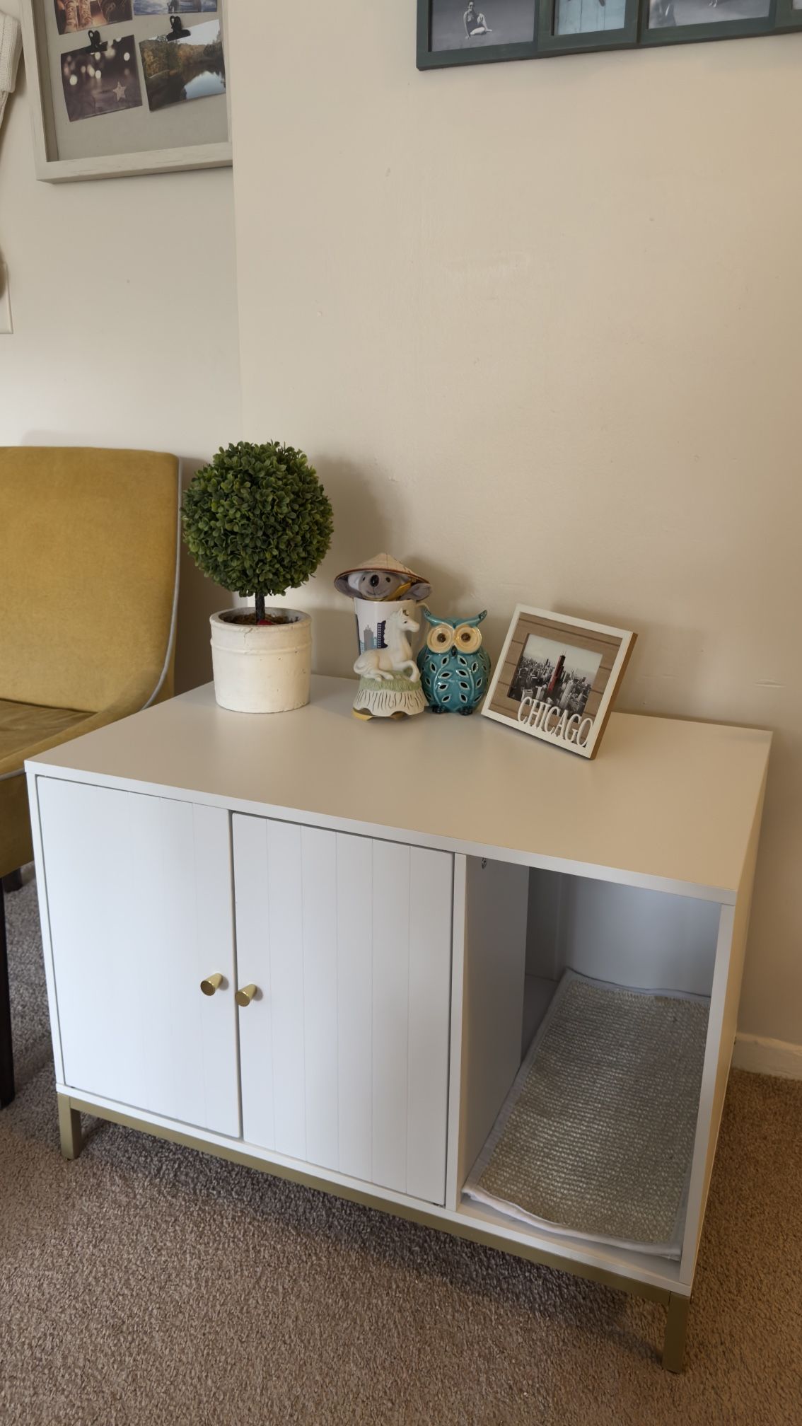 Decorative Cat Litter (wooden )Box Enclosure, White height 22”width 32”