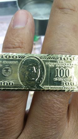 10k gold hunder dollar bill double ring 7.2 grams