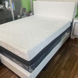 White Vegan Leather Bed frame 