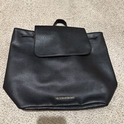 NWOT Victoria’s Secret Faux Black Leather Book Backpack