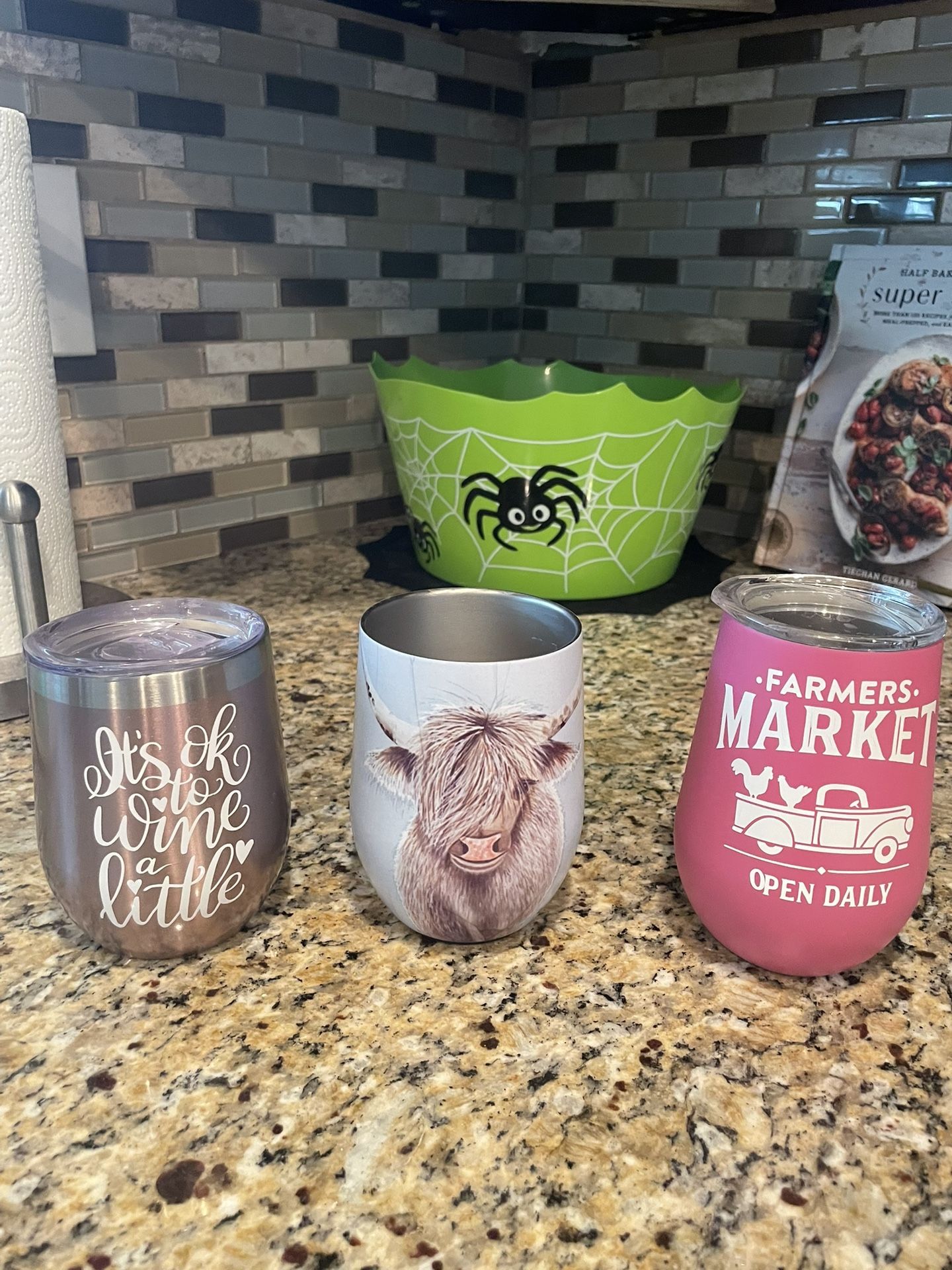 Set Of 3 Wine Tumblr Cups 