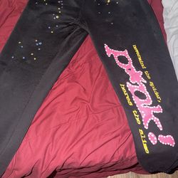 Spider sweats pants brand🕸️ graphic pink
