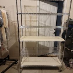 Rolling 5 Shelf Metal Storage Rack
