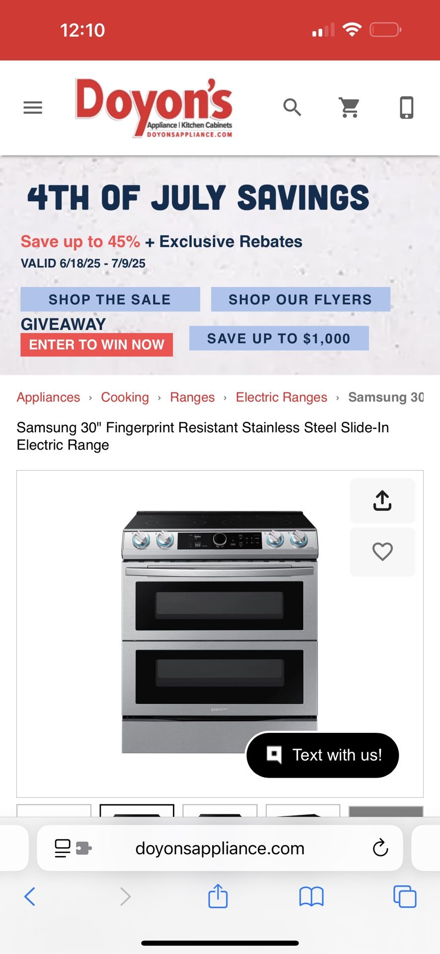 Samsung Double Oven Slide In Range