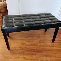 Tufted Faux Leather Bench 