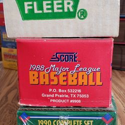 3 Complete Baseball Sets - 1990 UD - 1988 Score & 1988 Fleer