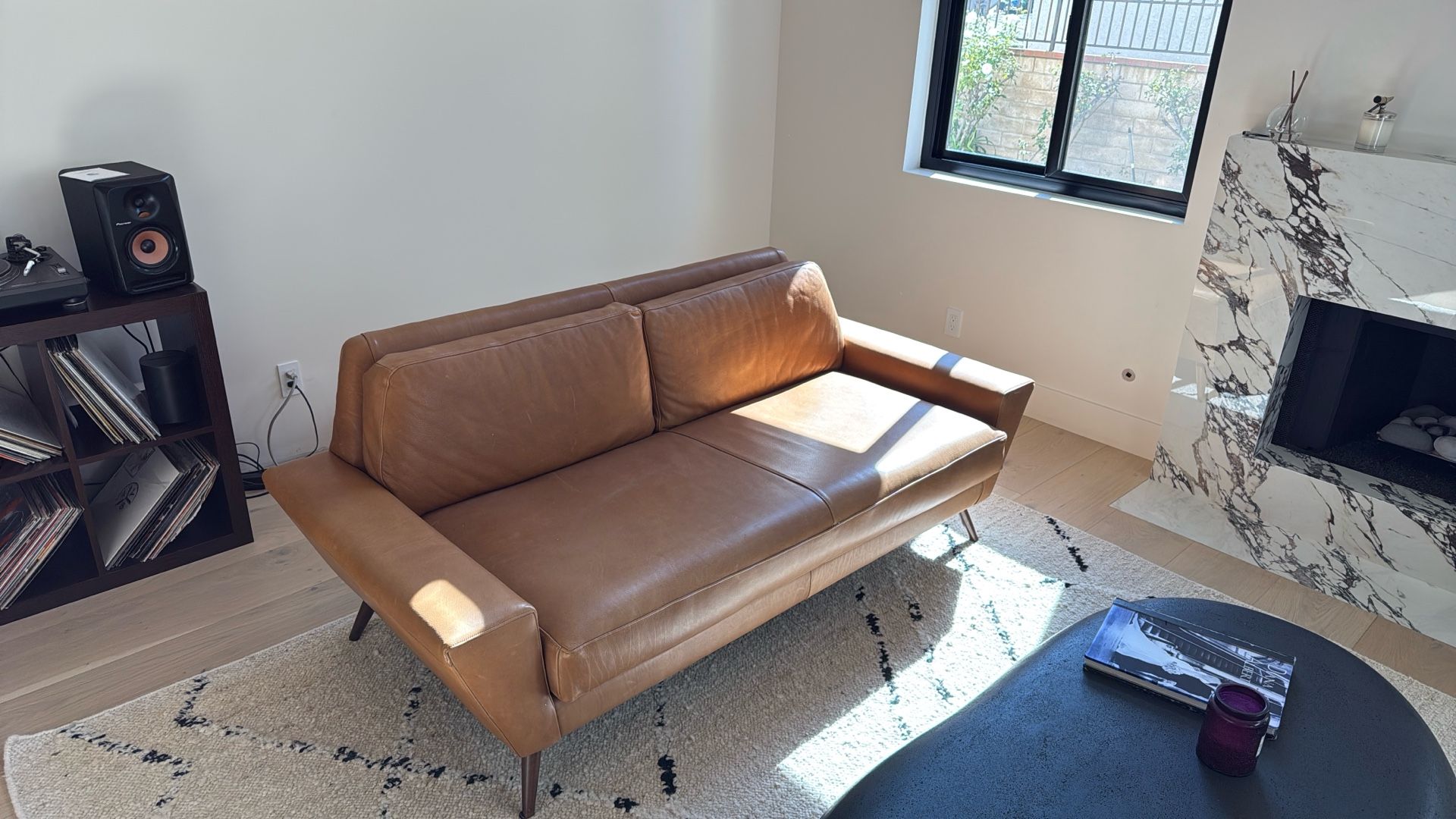  Brown leather couch