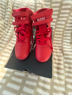 Reebok Red Freestyle Hi High-Top Classic Sneaker - Women's size 9 Leather