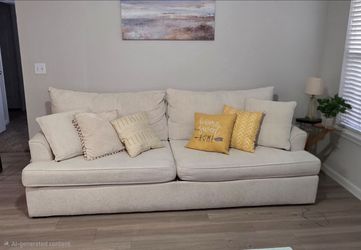Large Cream Fabric Sofa