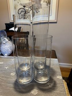 Assortment Of Clear Glass Cylinder Vases/Bowl/Vase Filler/See Description