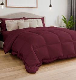 Cal King Size, Burgundy Alternative Down Comforter
