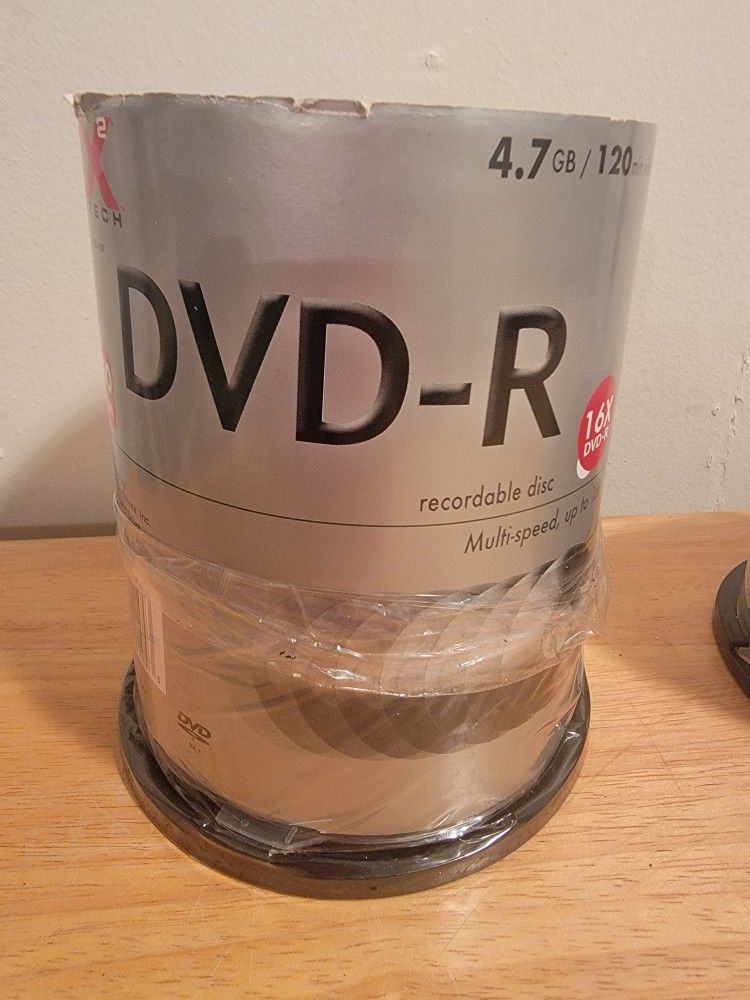 Nexxtech DVD-R 16x 4.7gb 120 Min Video For Pc Or Home Video Sealed-New Pack of 100